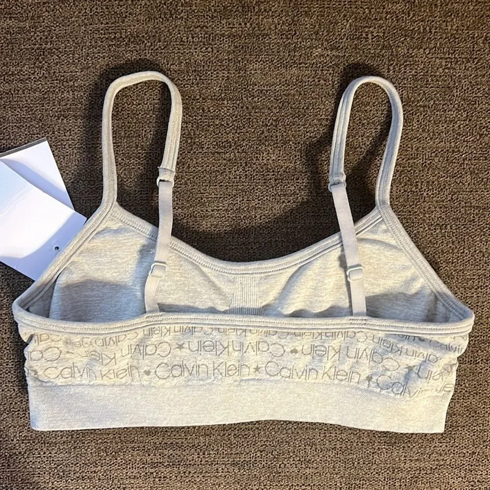 New Calvin Klein Girls Bralette Bundle of 2 - Size Medium 7/8 in Heather Grey